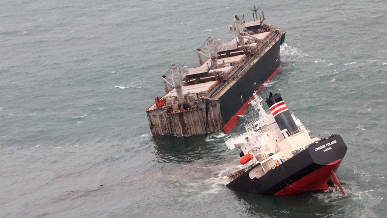 Se trata del Crimson Polaris, de bandera panameña. Había sido fletado por la empresa NYK. La tripulación pudo ser rescatada por la guardia costera japonesa. Investigarán cuánta cantidad de combustible cayó en el océano.